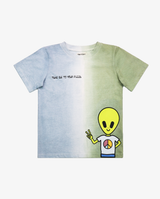 Band of Boys ombre blue/grey and green dip dye tee with alien and spaceship graphic