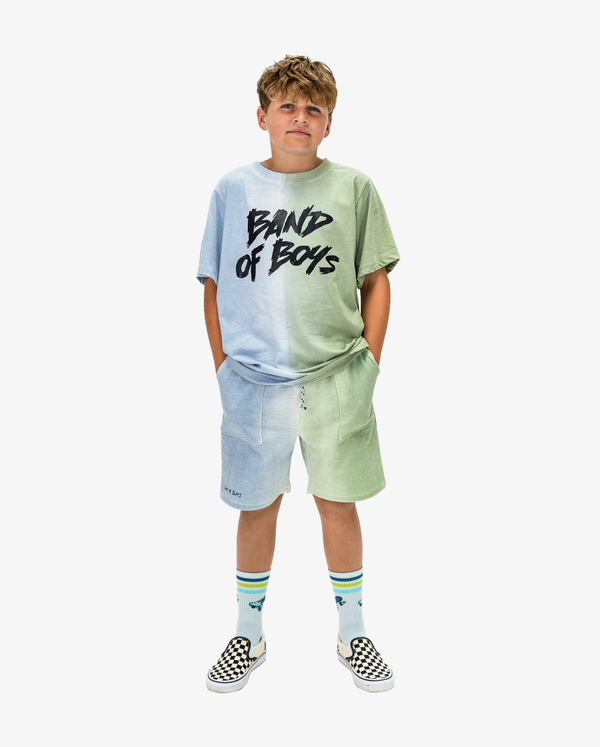 Band of Boys ombre blue green dip dye shorts