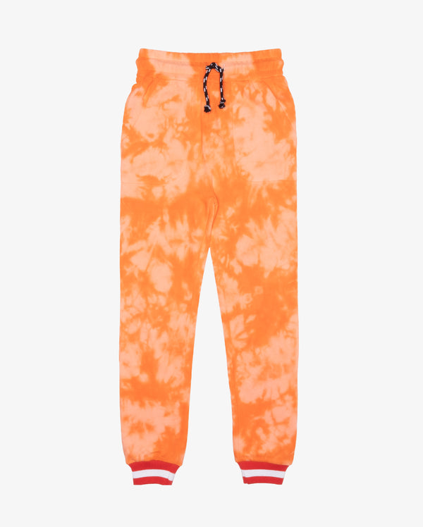 BOB SAMPLE | Orange Tie-Dye Fleece Joggers (SECOND), Size 4
