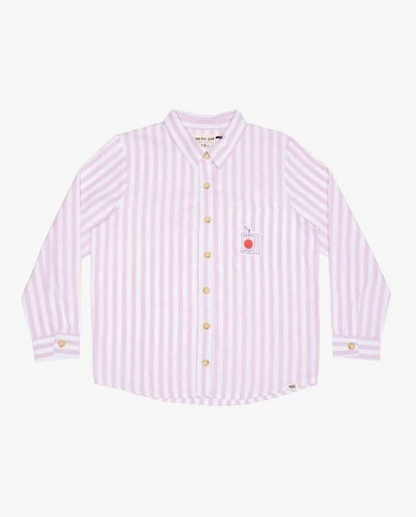 Pink Stripe Oversized Cotton Shirt Flatlay
