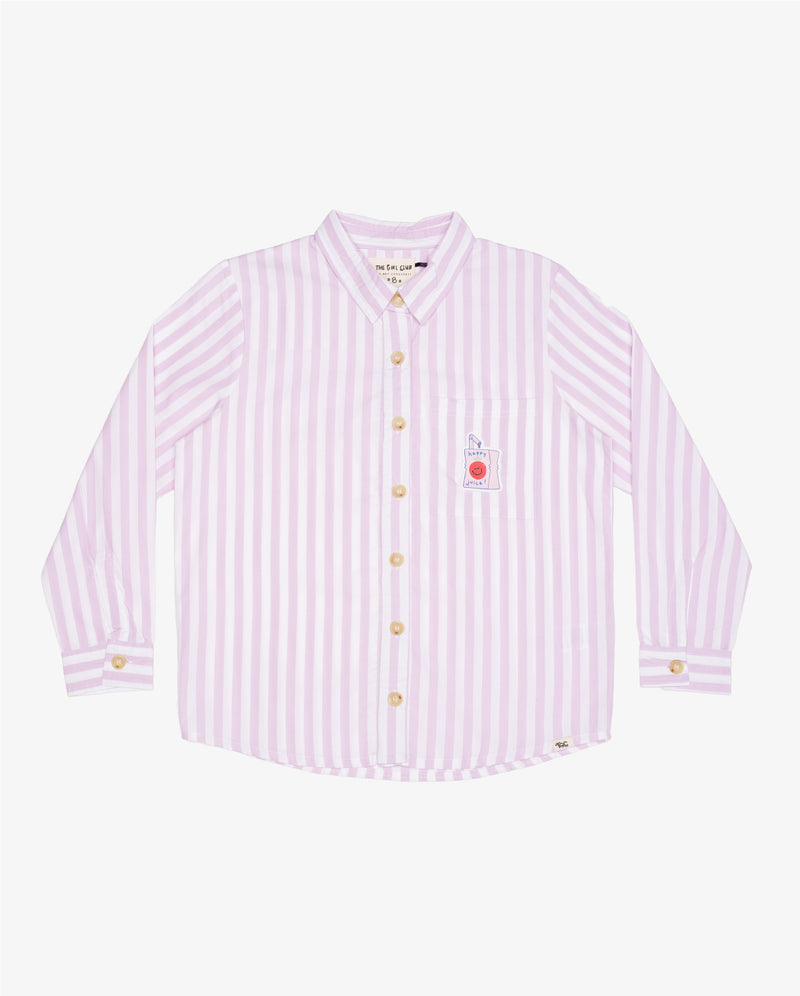 Pink Stripe Oversized Cotton Shirt Flatlay