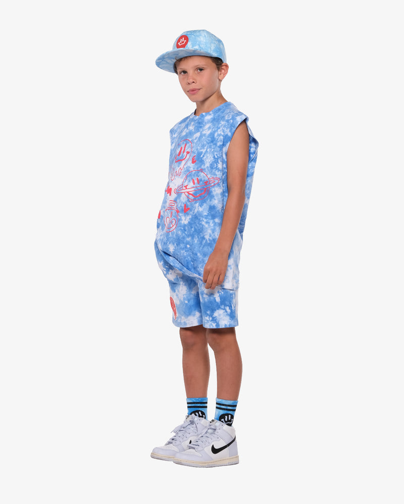 Drippin In Smiles Blue Skate Socks - Model Front
