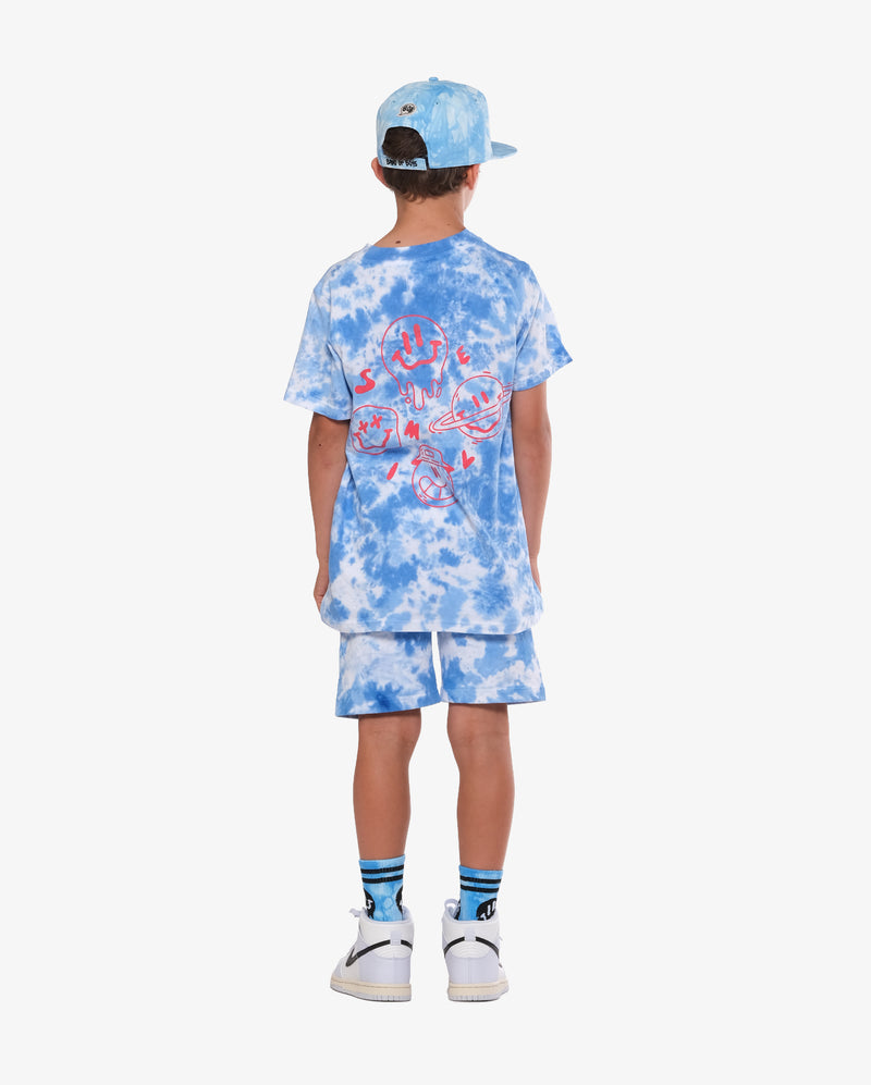 Drippin In Smiles Blue Skate Socks - Model Back