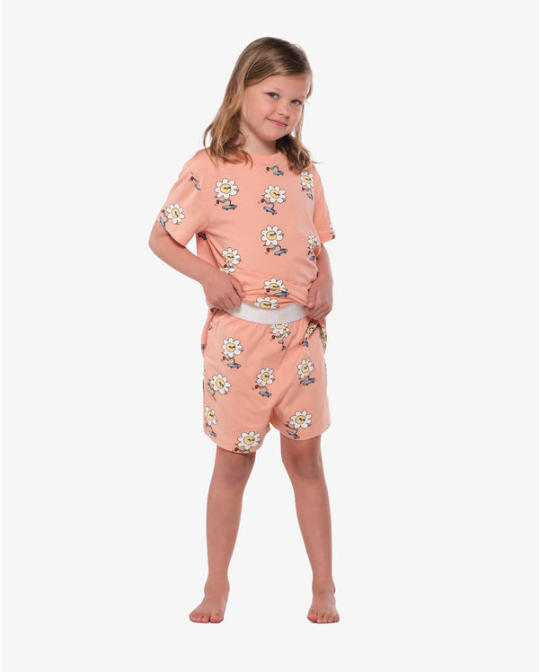 Peach Daisy Skater Summer PJs - Model Front