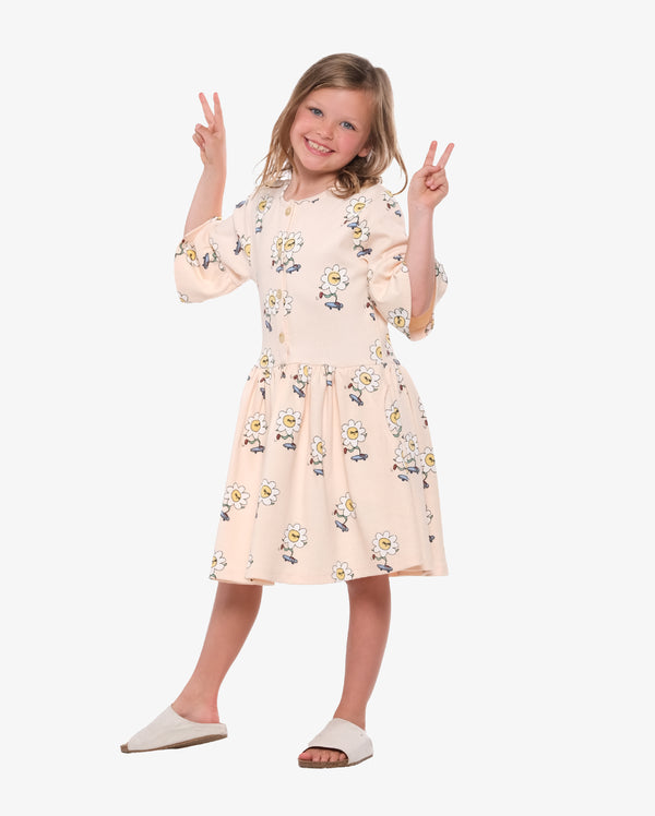 Cream Daisy Skater on Repeat Dress - Model Front
