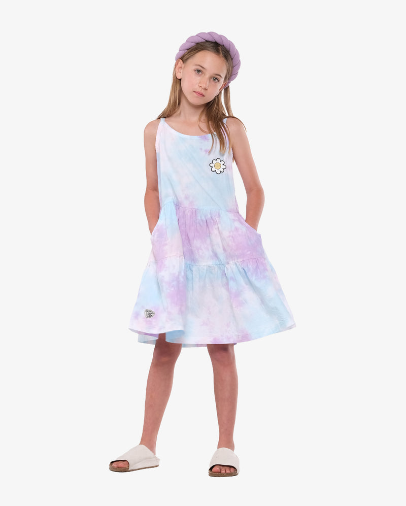 Lavender Tie-Dye Cotton Play Dress - Model Front