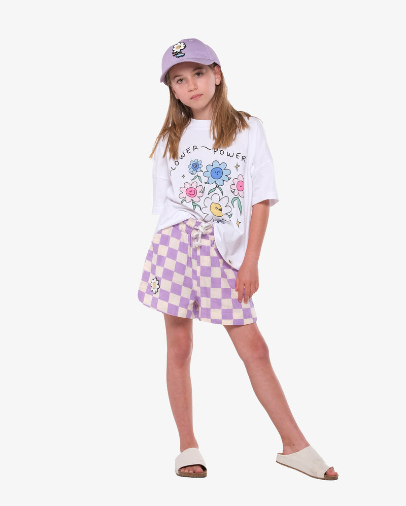 Lilac Daisy Skater Cap - Model Front