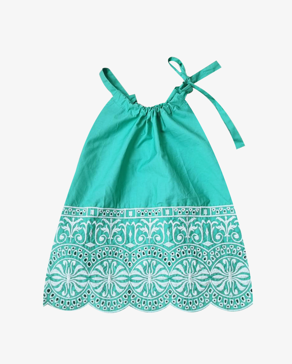 THE GIRL CLUB | Teal Border Embroidery Dress