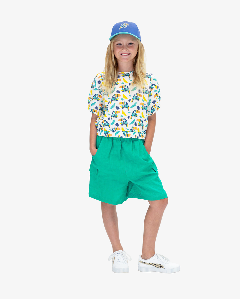 THE GIRL CLUB | Teal Linen Cargo Shorts