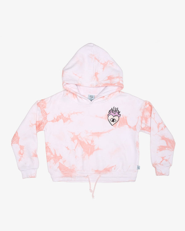 TGC SAMPLE | Pink and White Tie Dye Flame Heart Hood (SAMPLE), Size 10