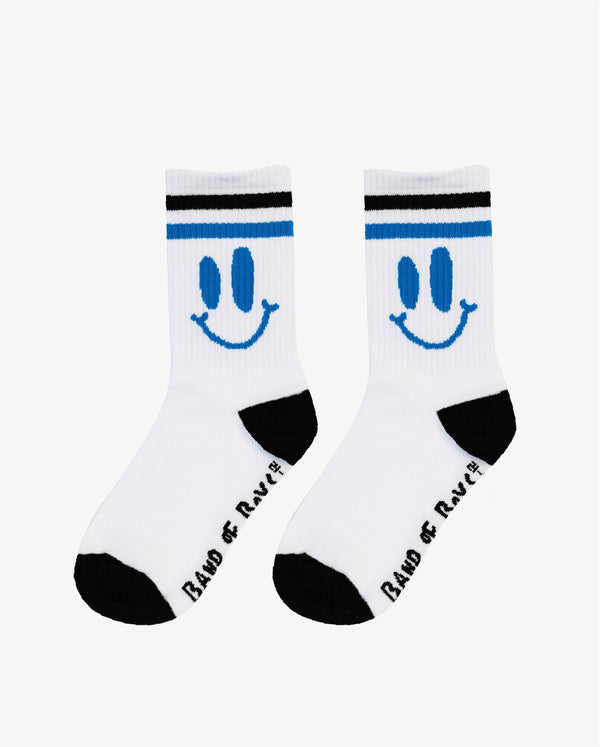THE COLLECTIBLES | White + Blue Happy Skate Socks