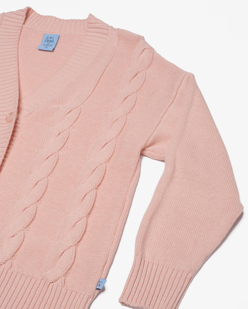 GRLFRND | Pink Cable Organic Cotton Cardigan