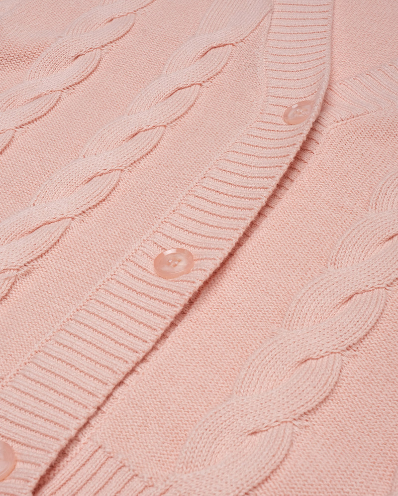 GRLFRND | Pink Cable Organic Cotton Cardigan