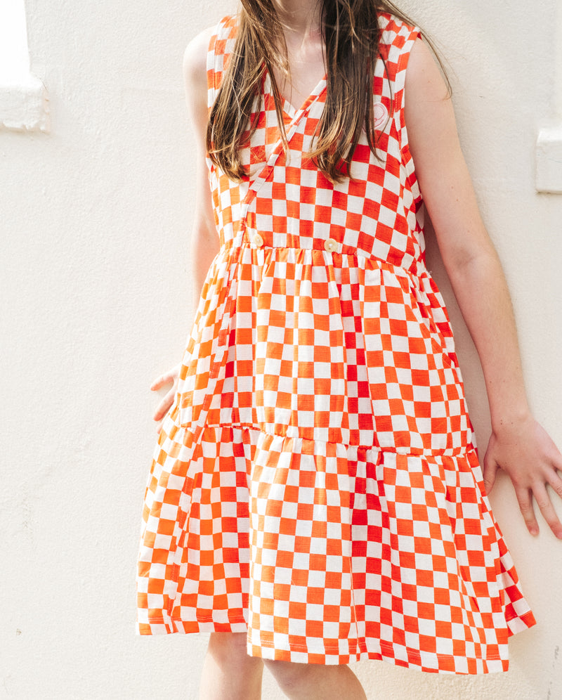 THE GIRL CLUB | Checker Muslin Cross Over Play Dress