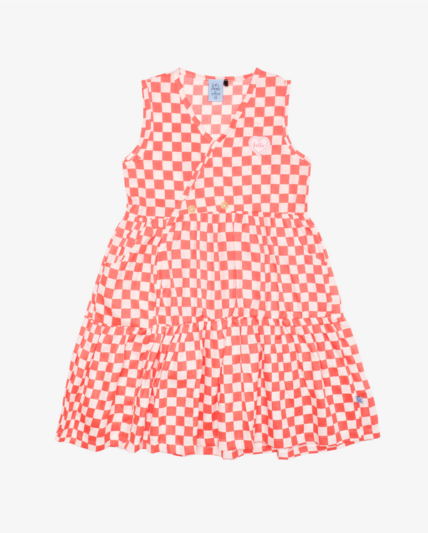 THE GIRL CLUB | Checker Muslin Cross Over Play Dress