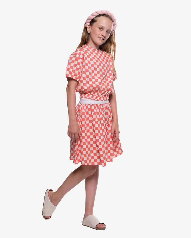 THE GIRL CLUB | Checker Muslin Elastic Waist Skirt