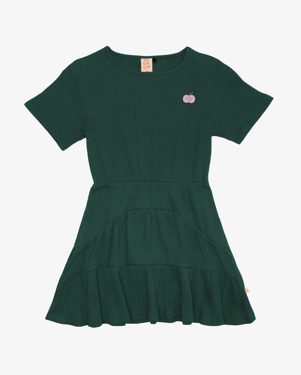 THE GIRL CLUB | Deep Green Rib T-shirt Panel Dress