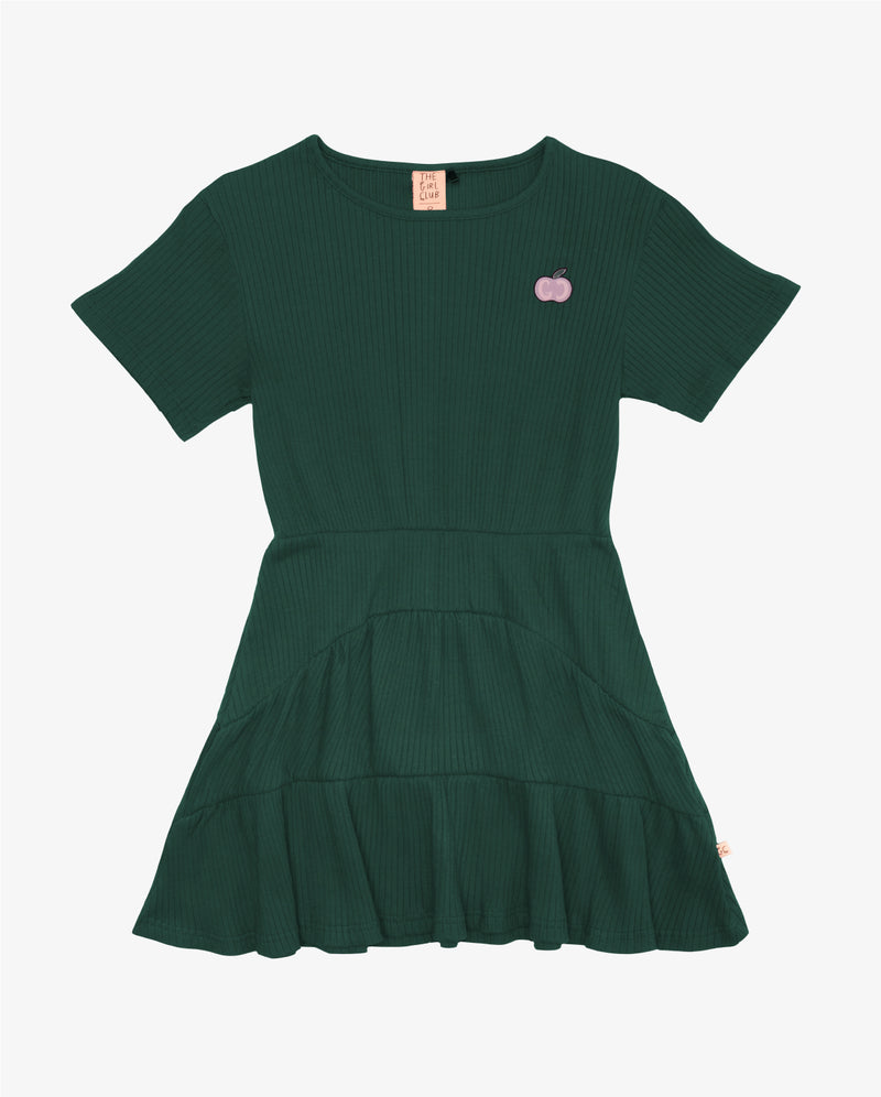 THE GIRL CLUB | Deep Green Rib T-shirt Panel Dress