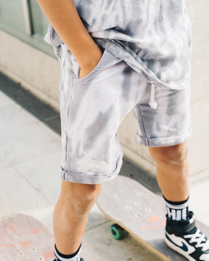 BAND OF BOYS | Grey Tie-Dye Relaxed Shorts