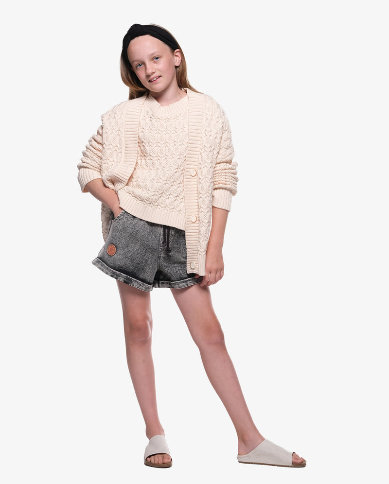 THE GIRL CLUB | Cream Lace Knit Organic Cotton Cardigan