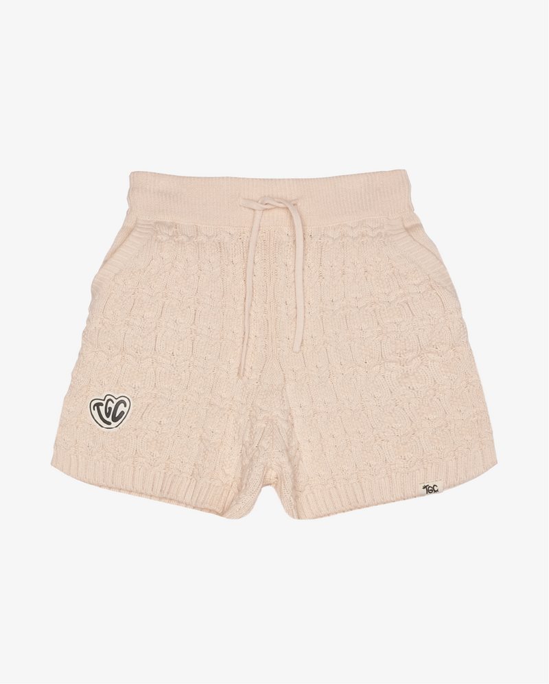 THE GIRL CLUB | Cream Lace Knit Organic Cotton Shorts