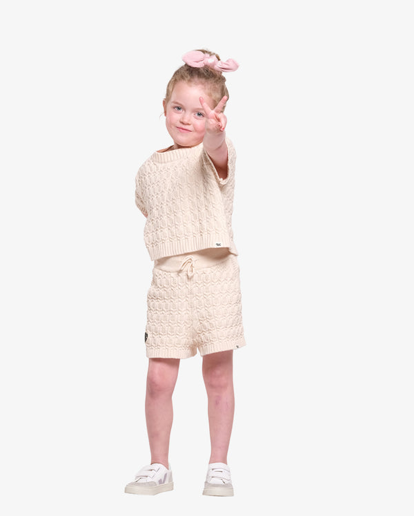 THE GIRL CLUB | Cream Lace Knit Organic Cotton Shorts