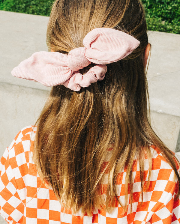 THE COLLECTIBLES | Rose Pink Rib Cotton Mini Bow Scrunchie