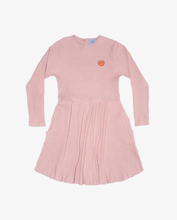GRLFRND | Rose Pink Rib Cotton Gathered Waist Dress