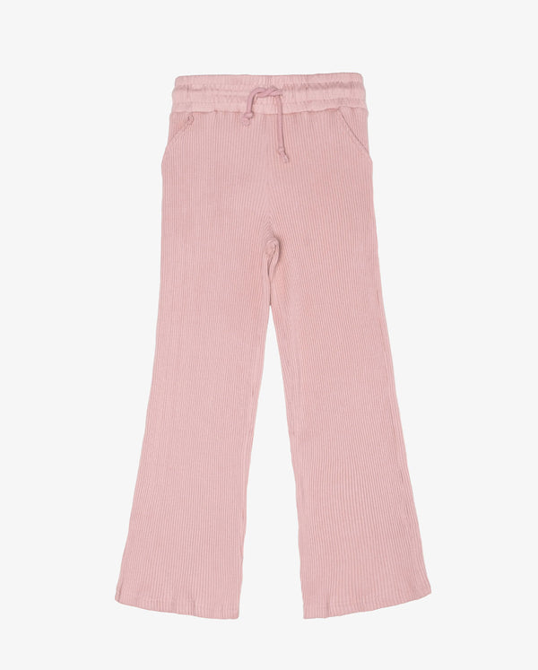 GRLFRND | Rose Pink Rib Cotton Wide Leg Pants