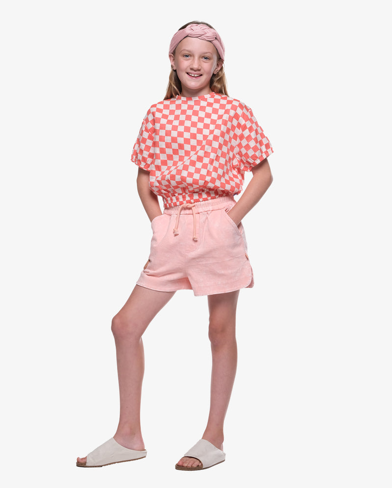 THE GIRL CLUB | Sherbet Pink Denim Simple Shorts