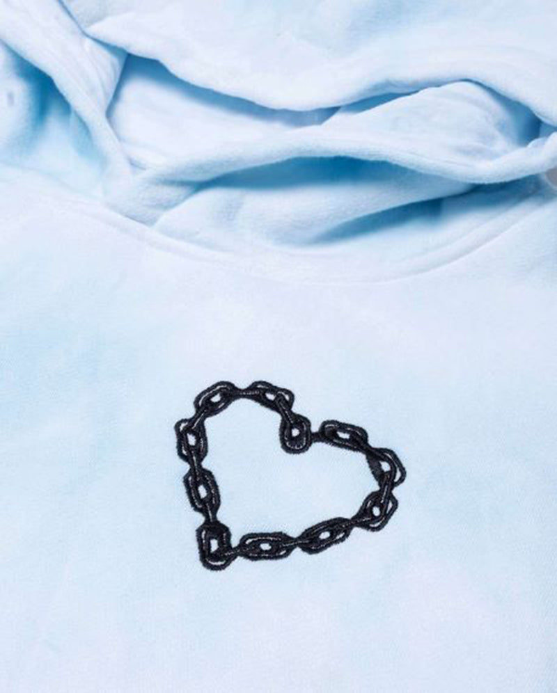 GRLFRND | Tie Dyed Chain Heart Balloon Sleeve Fleece Hood