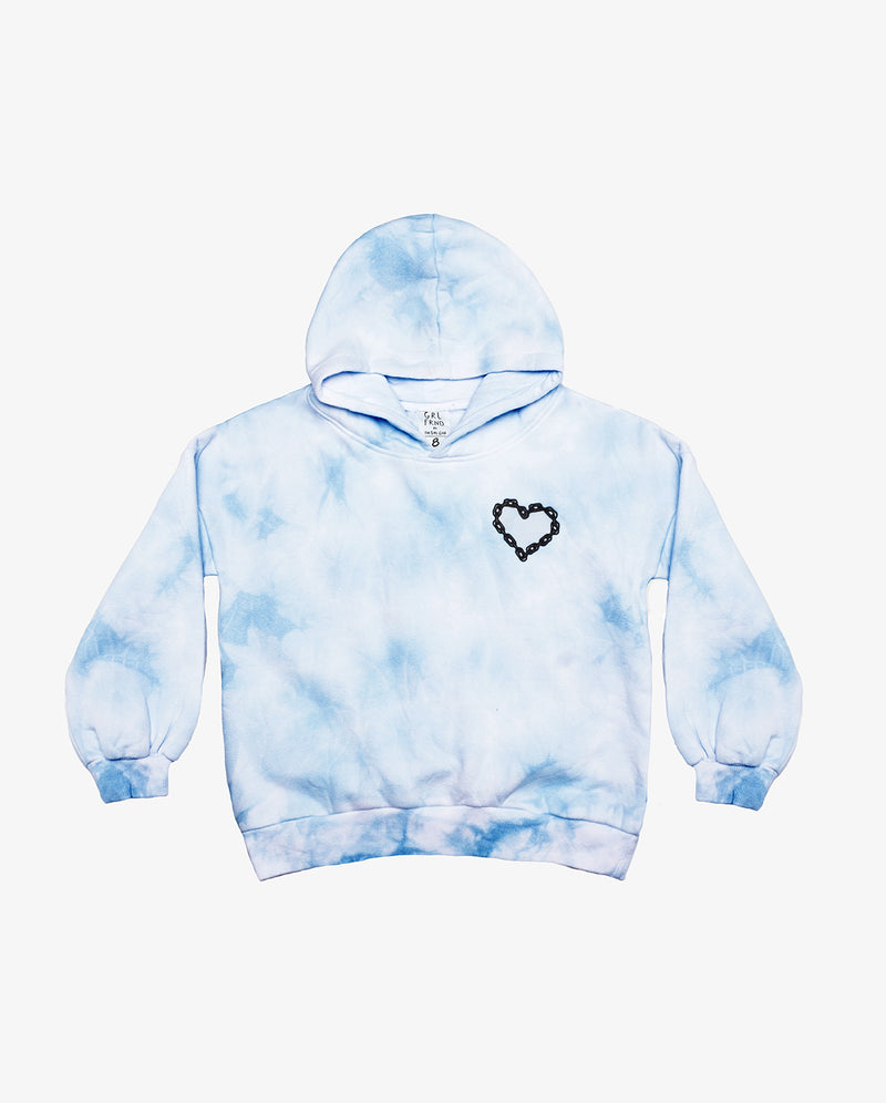 GRLFRND | Tie Dyed Chain Heart Balloon Sleeve Fleece Hood