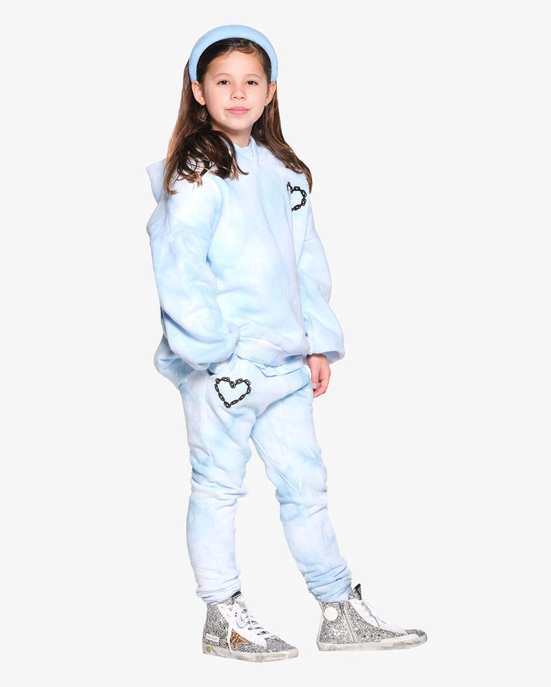GRLFRND | Tie Dyed Chain Heart Balloon Sleeve Fleece Hood