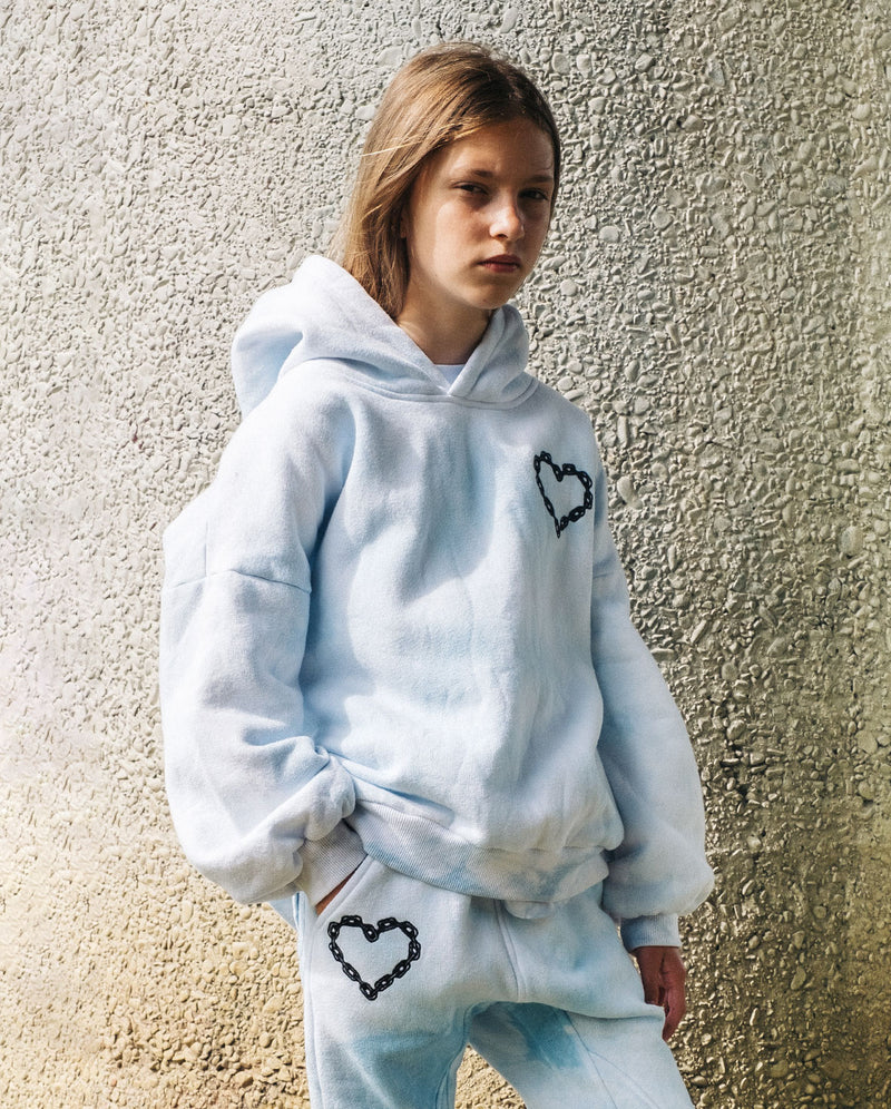 GRLFRND | Tie Dyed Chain Heart Fleece Joggers