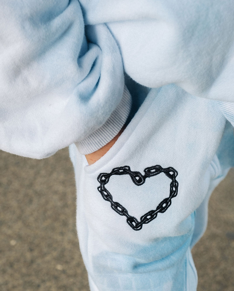 GRLFRND | Tie Dyed Chain Heart Fleece Joggers