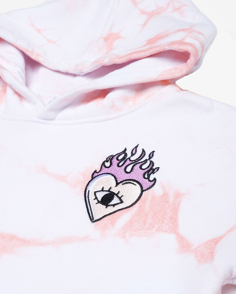 GRLFRND | Tie Dyed Flame Heart Fleece Hood